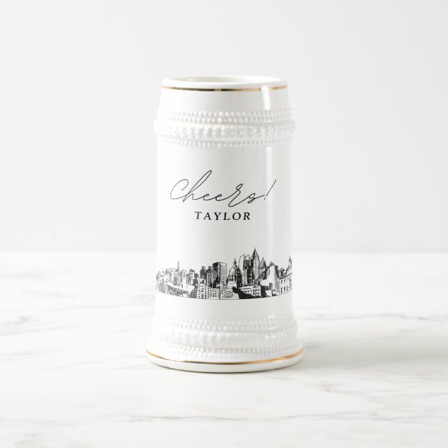 Atlanta Brautparty Geschenk Skyline Personalisiert Bierglas (Mittel)