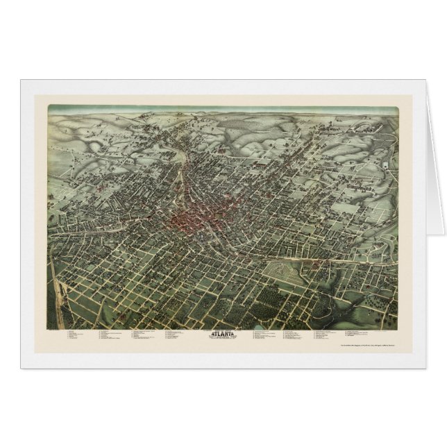Atlanta, carte panoramique de GA - 1892 (Devant horizontal)