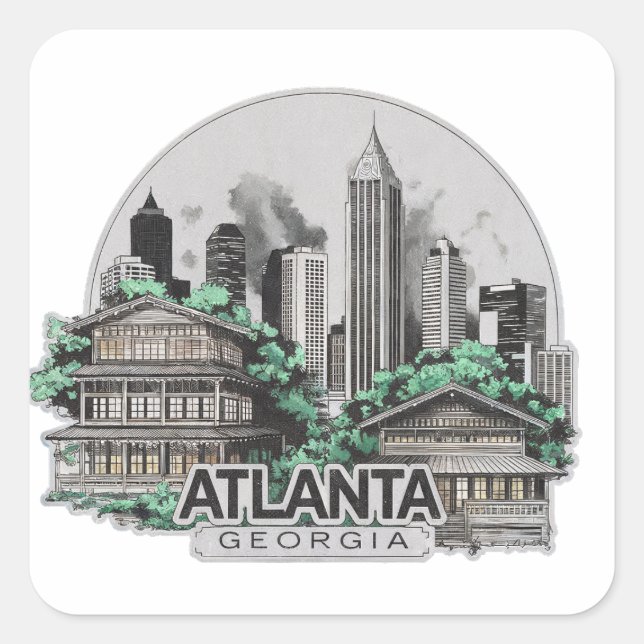 Atlanta City Georgia USA Quadratischer Aufkleber (Vorderseite)