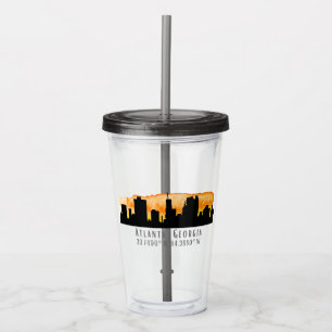 Atlanta City Skyline Map Koordinaten Acryltrinkbecher