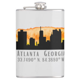 Atlanta City Skyline Map Koordinaten Flachmann