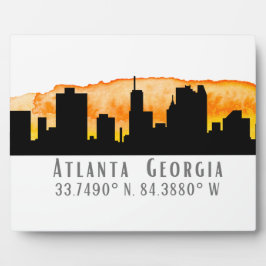 Atlanta City Skyline Map Koordinaten Fotoplatte