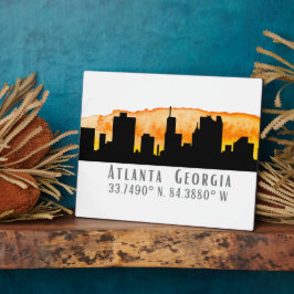 Atlanta City Skyline Map Koordinaten Fotoplatte