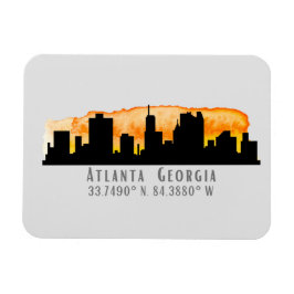 Atlanta City Skyline Map Koordinaten Magnet
