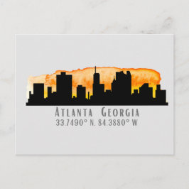 Atlanta City Skyline Map Koordinaten Postkarte