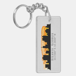 Atlanta City Skyline Map Koordinaten Schlüsselanhänger