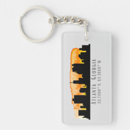 Atlanta City Skyline Map Koordinaten Schlüsselanhänger