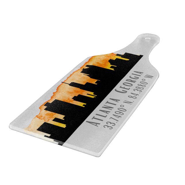 Atlanta City Skyline Map Koordinaten Schneidebrett (Ecke)
