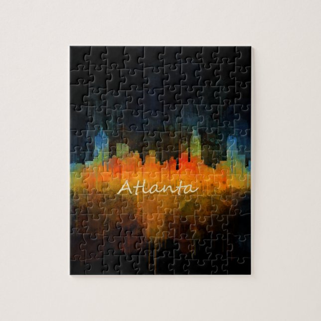 Atlanta City Watercolor Skyline v4 Dark (Vertikal)
