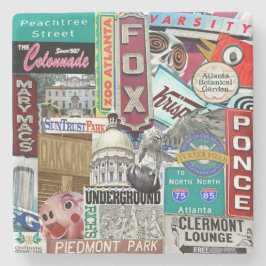 Atlanta Collage Untersetzer, Retro Atlanta, Atlant Steinuntersetzer