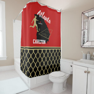 Atlanta Dark Red und Black Soccer Duschvorhang