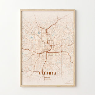Atlanta Druck Georgia Stadtplan Wandkunst Poster