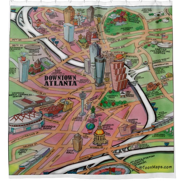 Atlanta Fun Map Duschvorhang (Vorderseite)