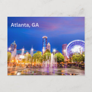 Atlanta, GA City Park Night View Postkarte