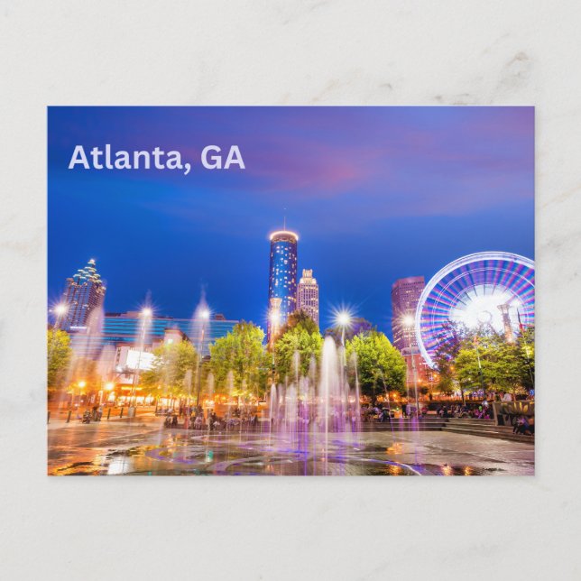 Atlanta, GA City Park Night View Postkarte (Vorderseite)