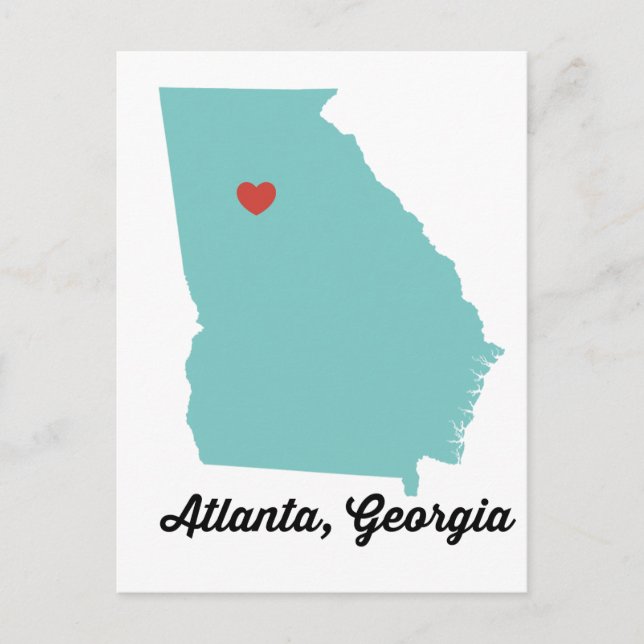 Atlanta, GA - Grafikherz Atlanta Georgia Design Postkarte (Vorderseite)