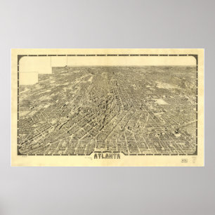 Atlanta Georgia 1919 Antike Panoramakarte Poster