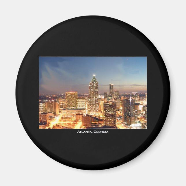 Atlanta, Georgia bei Nacht - Schöne Skyline Magnet (Vorne)