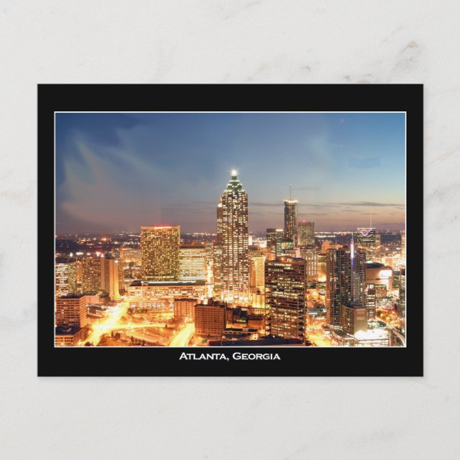 Atlanta, Georgia bei Nacht - Schöne Skyline Postkarte (Vorderseite)