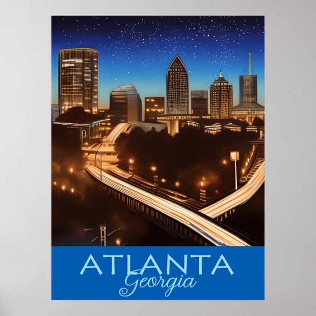 Atlanta Georgia Blue and Gold Abend Poster (Vorne)