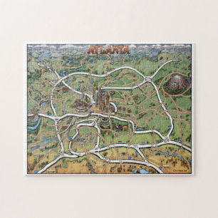 Atlanta Georgia Cartoon-Kartenpuzzle