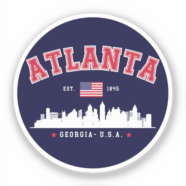 Atlanta Georgia Cityscape Aufkleber (Vorderseite)