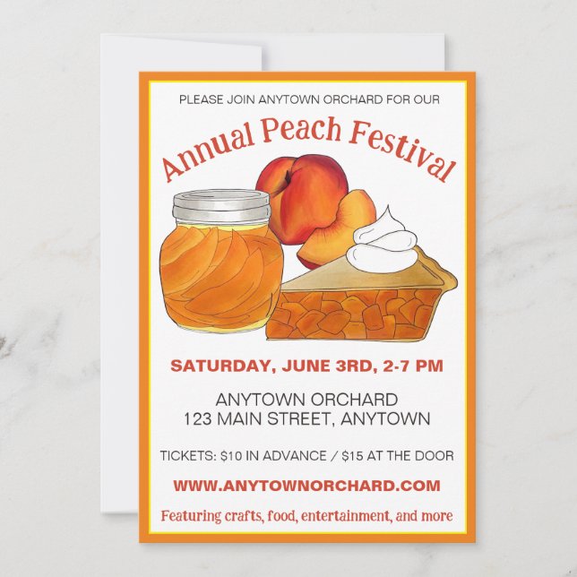 Atlanta Georgia GA Peach Doaches Pfirsiche Einladung (Vorderseite)
