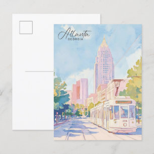 Atlanta Georgia Gouache-Farbbild-Illustration Reis Postkarte