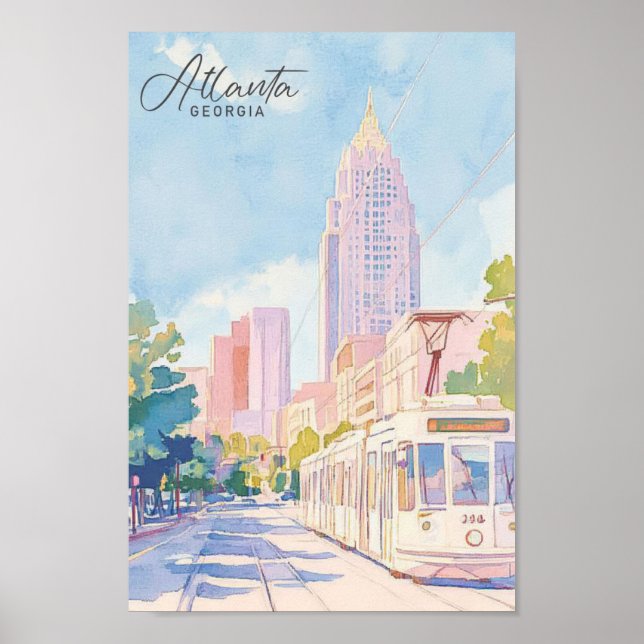 Atlanta Georgia Gouache Paint Illustration Travel Poster (Vorne)