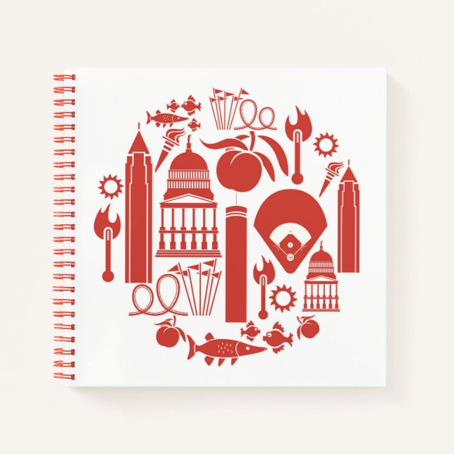 Atlanta Georgia Icons Notizbuch (Vorderseite)