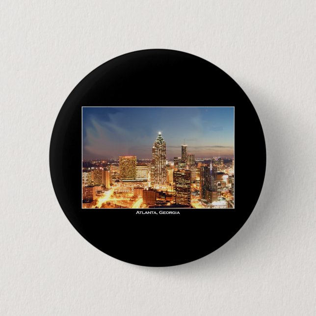 Atlanta, Georgia nachts - schöne Skyline Button (Vorderseite)