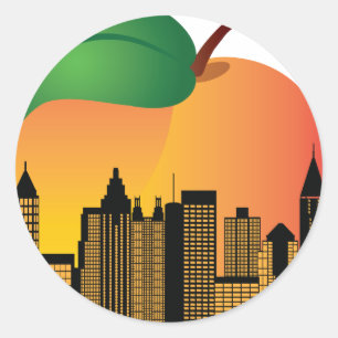 Atlanta Georgia Night Skyline Inside Peach Runder Aufkleber