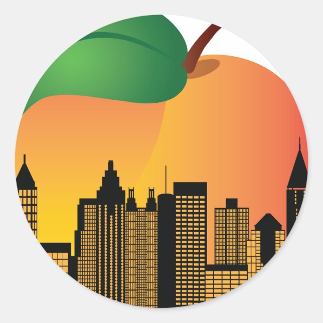 Atlanta Georgia Night Skyline Inside Peach Runder Aufkleber (Vorderseite)