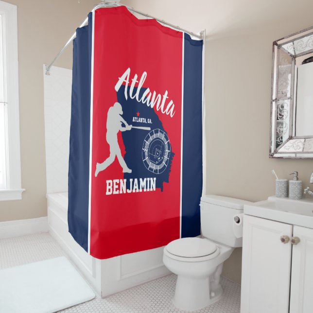 Atlanta Georgia Rot und Marine Baseball Duschvorhang (Beispiel)