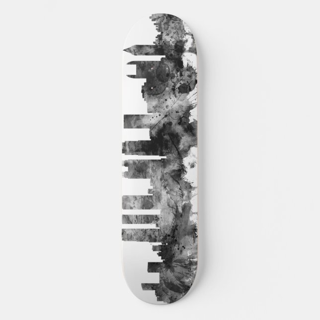 Atlanta Georgia Skyline Black White Skateboard (Vorderseite)