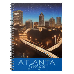 Atlanta Georgia Skyline Blue and Gold Abend Notizblock