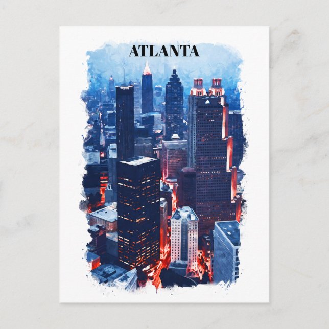 Atlanta Georgia Skyline City View Postkarte (Vorderseite)