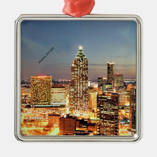 Atlanta, Georgia Skyline Ornament Aus Metall (Vorne)
