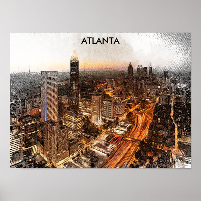 Atlanta Georgia Skyline Panorama View Poster (Vorne)