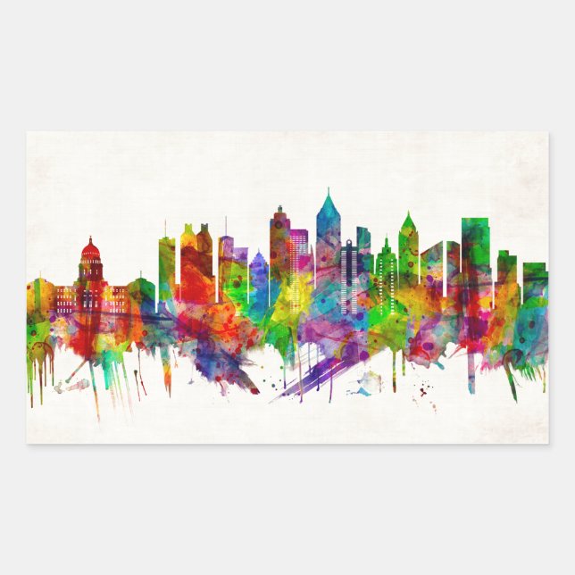 Atlanta Georgia Skyline Rechteckiger Aufkleber (Vorderseite)