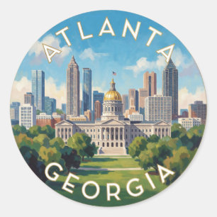 Atlanta Georgia Skyline Reise Runder Aufkleber