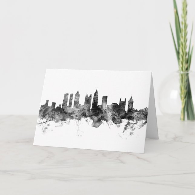 Atlanta Georgia Skyline Schwarz-weiß Karte (Vorderseite)
