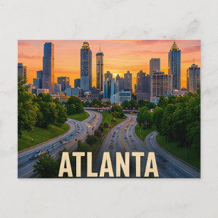 Atlanta Georgia Stadt Reise Geschenk Golden Hour Postkarte