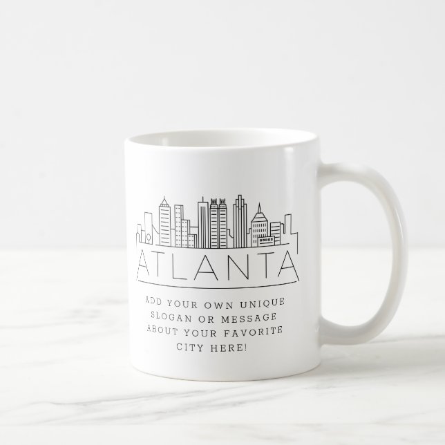 Atlanta, Georgia Stylized Skyline | Benutzerdefini Kaffeetasse (Rechts)