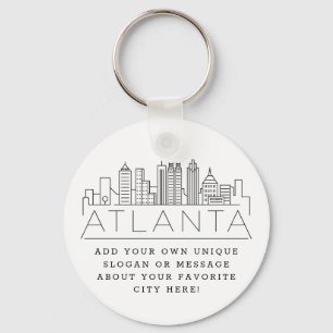 Atlanta, Georgia Stylized Skyline Benutzerdefini Schlüsselanhänger