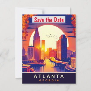 Atlanta, Georgia, Travel Postcard, Save The Date