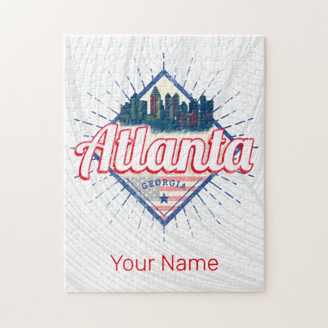Atlanta Georgia United Staaten Retro Skyline (Vertikal)