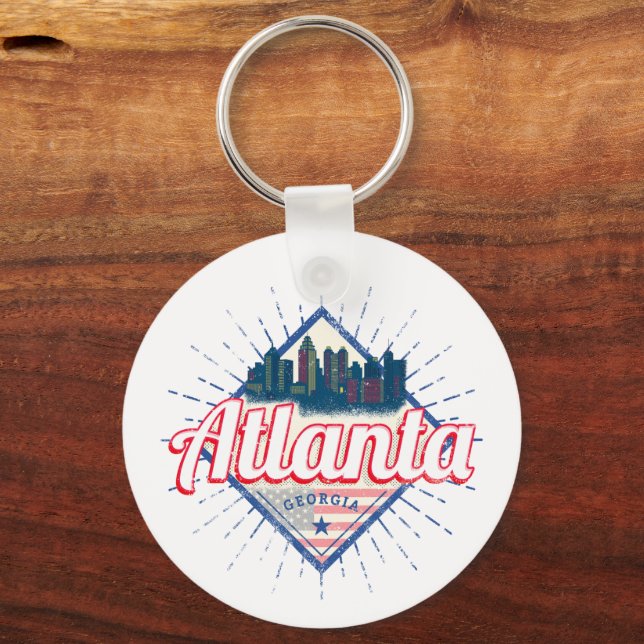 Atlanta Georgia United Staaten Retro Skyline Schlüsselanhänger (Vorderseite)