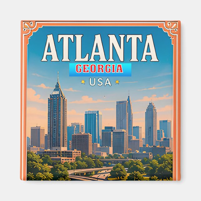 🍑 Atlanta Georgia Urlaubserinnerung Magnet (Vorne)