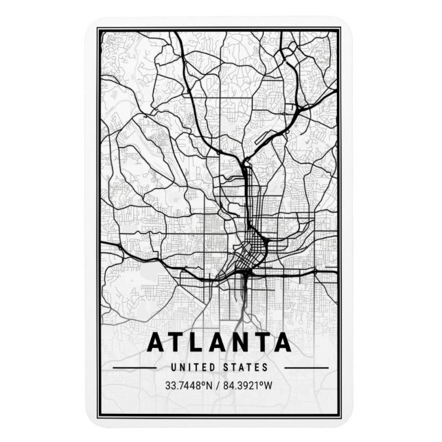 Atlanta Georgia USA City Travel City Map Magnet (Vertikal)